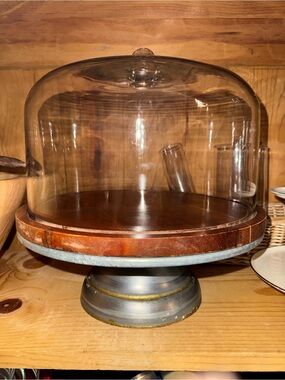 Magnolia Hearth & Hand Joanna Gaines Glass Dome Cake Stand with Wood Base
